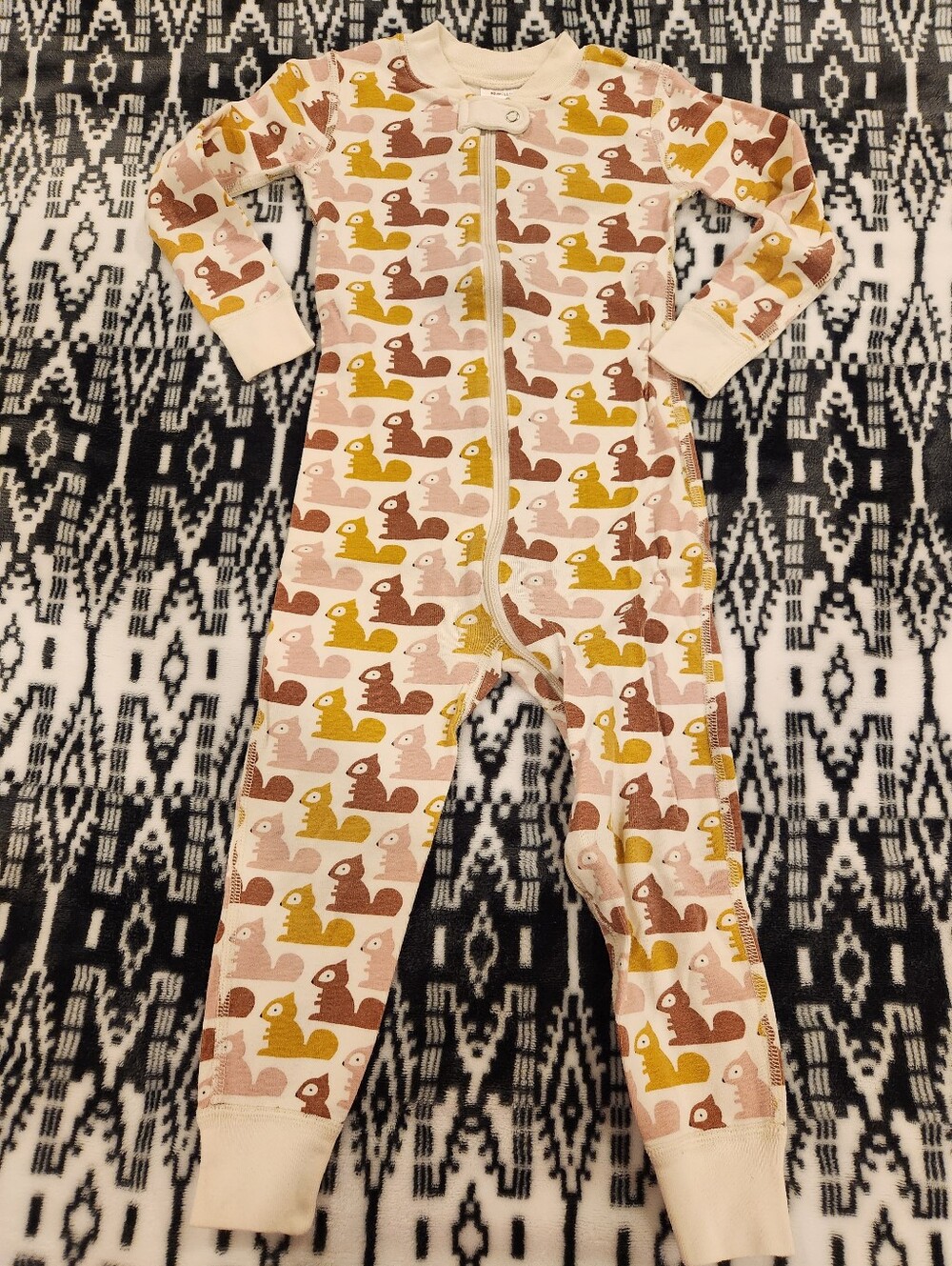Hanna Andersson Girl's Squirrel Print Zip One-Piece Pajamas, Size 3T